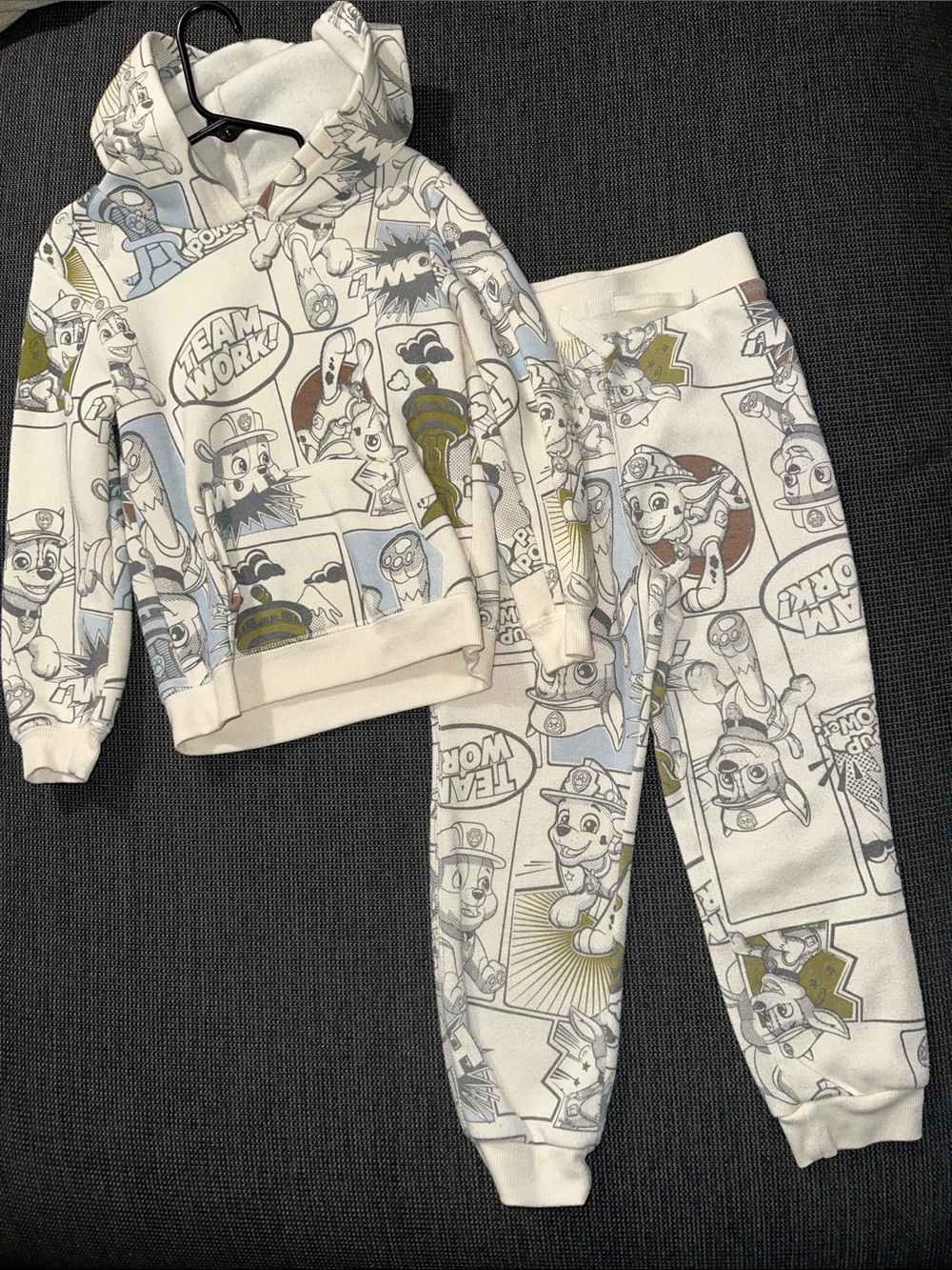 Paw Patrol Cream Hoodie & Sweatpants Set with Blue and Olive Accents